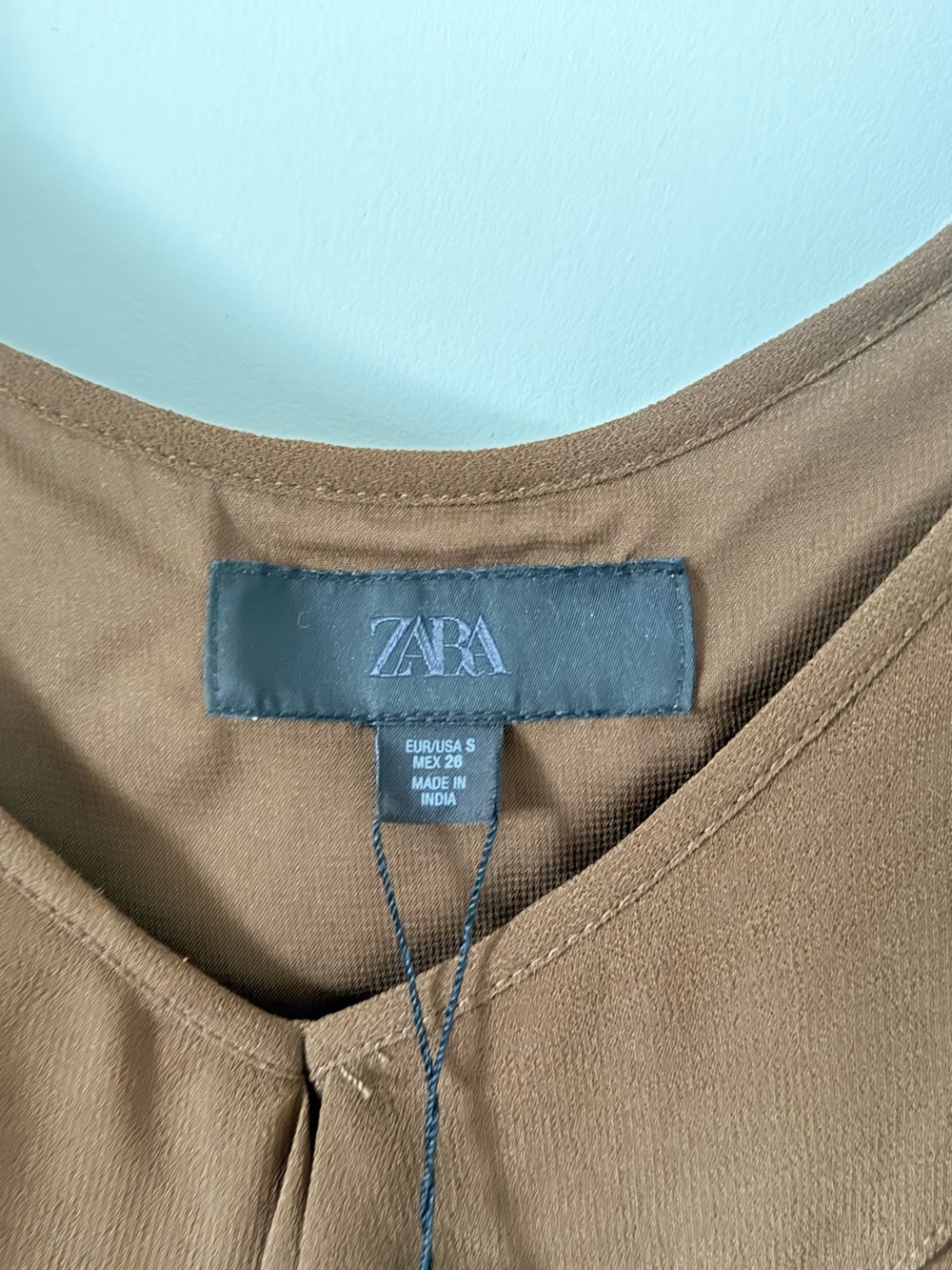 Zara Brown Ruffle V-Neck High-Low Dress - Picture 2 of 5
